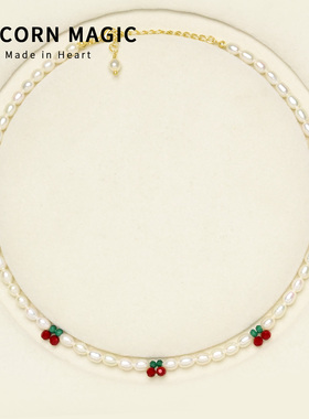 樱桃淡水珍珠项链颈链挂脖配饰