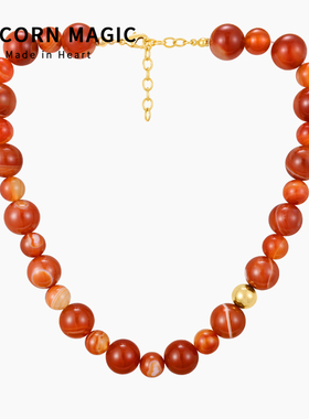 红玛瑙串珠项链秋冬复古红色项链