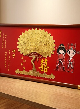 结婚送礼硬币DIY装饰画框幸福树