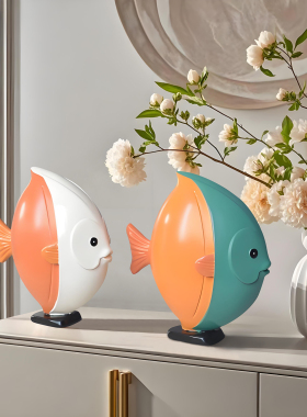 亲嘴鱼装饰品摆件创意家居客厅