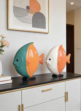 亲嘴鱼装饰品摆件创意家居客厅