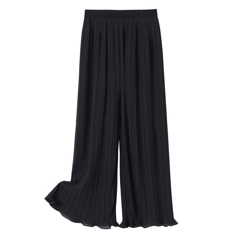 雪纺裤裙高腰夏季宽松百褶沙滩裤子 美人畔休闲裤