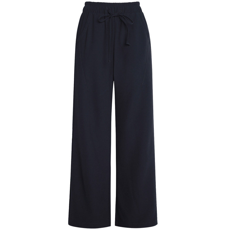 黑色秋冬高腰休闲运动宽松直筒裤 美人畔休闲裤