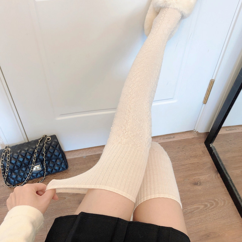秋冬加厚米白色长筒袜加绒保暖灰色高筒袜羊毛JK大腿袜过膝袜子女,淘宝优惠券,粉丝福利购,淘宝优惠卷