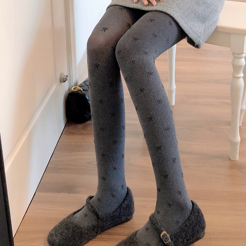 烟灰色打底裤秋冬芝麻灰小圆点连裤袜蝴蝶结提花丝袜深灰色打底袜,淘宝优惠券,粉丝福利购,淘宝优惠卷