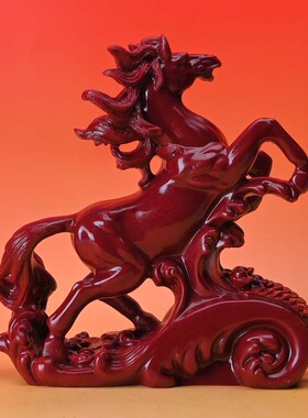 朱砂马摆件招财家居办公桌面红砂马摆件风水工艺品马到成功吉祥物