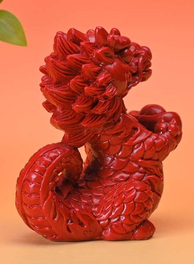 朱砂龙摆件招财家居办公桌面紫砂龙摆件风水工艺品龙年吉祥物