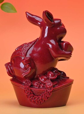 朱砂兔子摆件紫金砂生肖吉祥物兔子汽车装饰客厅办公摆件装饰品