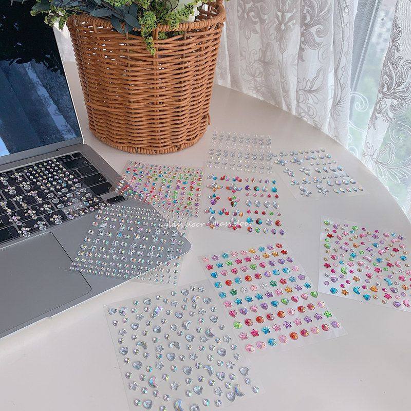 ins高颜值彩色亮晶晶钻贴跨境热卖手账贴装饰钻星星月亮宝石贴纸,淘宝优惠券,粉丝福利购,淘宝优惠卷