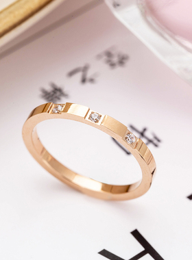 日韩风不掉色玫瑰金百搭钛钢戒指