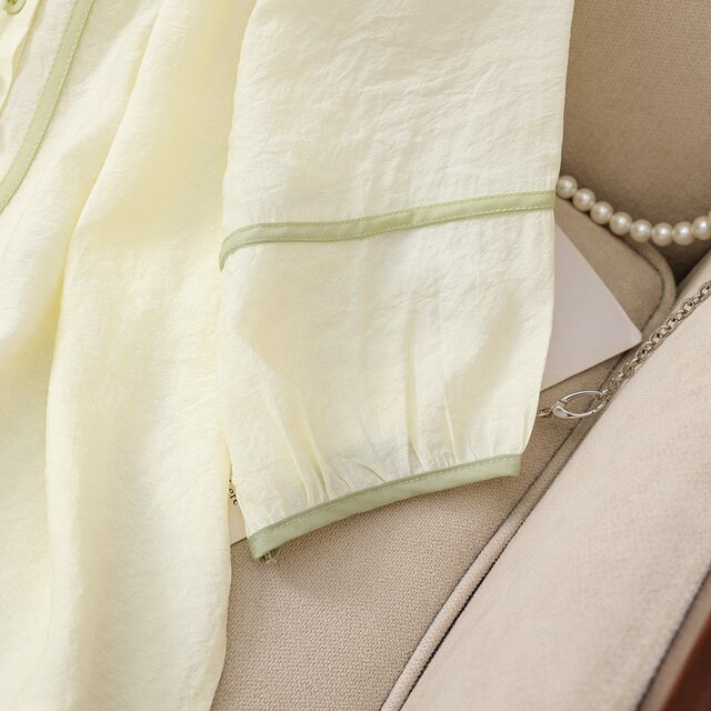 ເສື້ອຢືດ chiffon ຝຣັ່ງເຄິ່ງ cardigan ຂອງແມ່ຍິງ