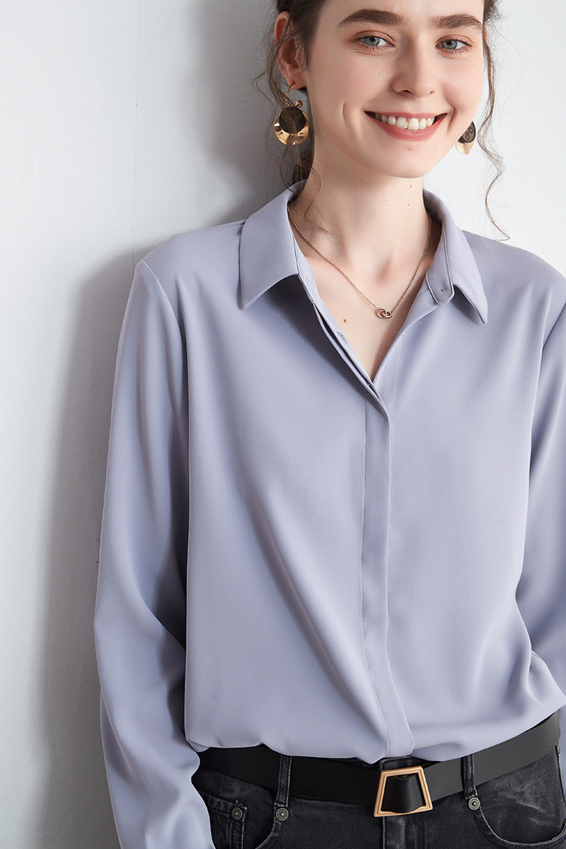 职业通勤春夏高级感内搭ol紫色衬衫 crrodo衬衫