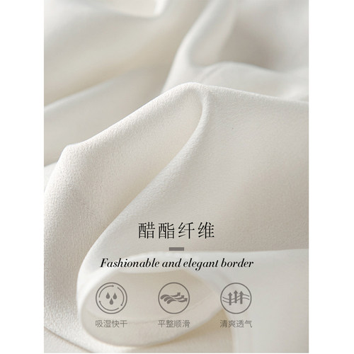 醋酸缎面白色衬衫女长袖高级感轻奢夏季新款上衣垂感春夏雪纺衬衣 - 图1