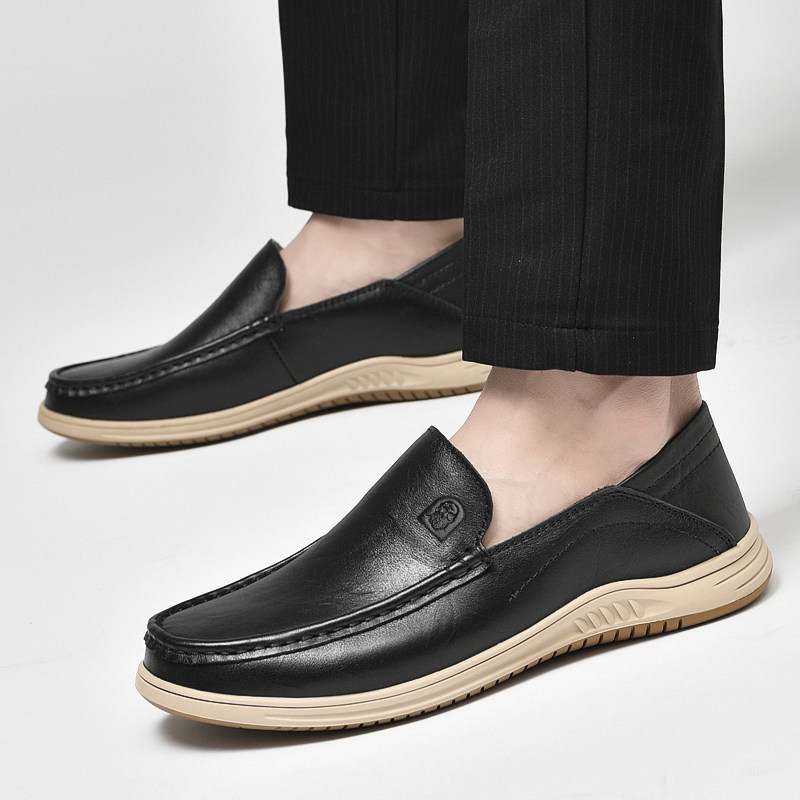 老人头男秋季商务真皮软底透气休闲鞋百塔防滑洞洞牛皮镂空豆豆鞋,淘宝优惠券,粉丝福利购,淘宝优惠卷