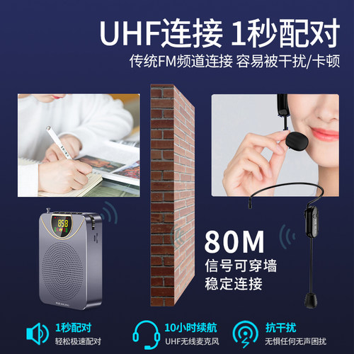 科凌K2小蜜蜂扩音器教师用麦克风无线教学专用上课小型多功能耳麦户外叫卖喇叭便携式扬声喊话播放机送话器 - 图2