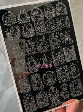 新款星尘美甲钢板洛可可兔子精细唯美模具印花油转印板美甲工具