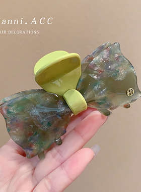 氛围感油画感醋酸蝴蝶结鲨鱼夹