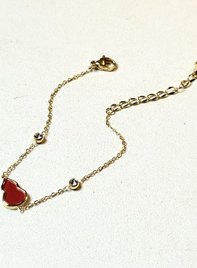 ZOXI2024年新款镀18K金红色葫芦手链轻奢小众精致女生本命年礼物