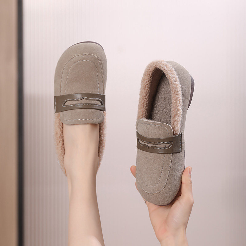 磨砂皮豆豆鞋女软底舒适一脚蹬勃肯鞋冬季毛毛鞋百搭乐福鞋妈妈鞋,淘宝优惠券,粉丝福利购,淘宝优惠卷