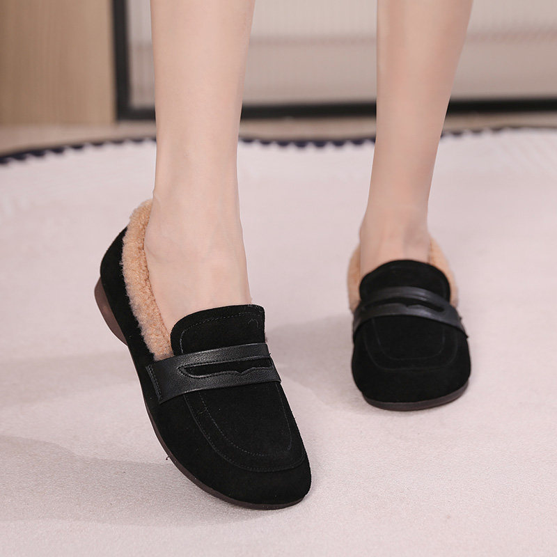 磨砂皮豆豆鞋女软底舒适一脚蹬勃肯鞋冬季毛毛鞋百搭乐福鞋妈妈鞋,淘宝优惠券,粉丝福利购,淘宝优惠卷