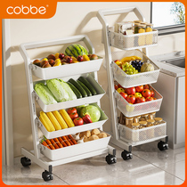 Kabe kitchen shelve multilayer floor mobile draining fruit and vegetable vegetable basket containing household multifunction small cart