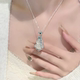 S925 sterling silver green gourd jade chalcedony necklace for women