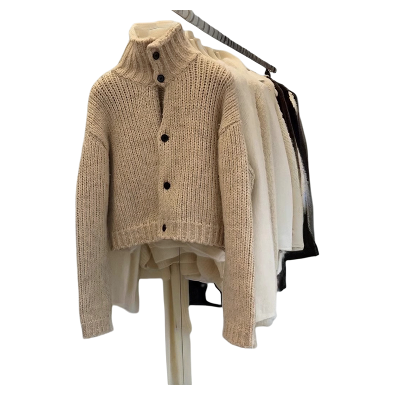 重工加厚100%山羊绒开衫女高领短款2025秋冬新款宽松针织毛衣外套,淘宝优惠券,粉丝福利购,淘宝优惠卷