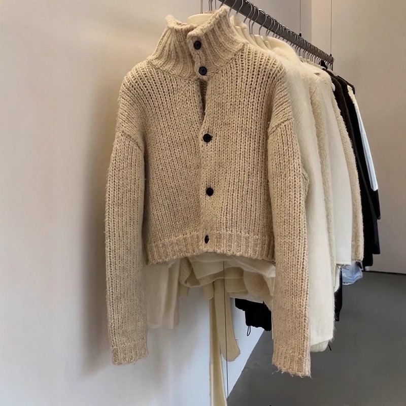 重工加厚100%山羊绒开衫女高领短款2025秋冬新款宽松针织毛衣外套,淘宝优惠券,粉丝福利购,淘宝优惠卷