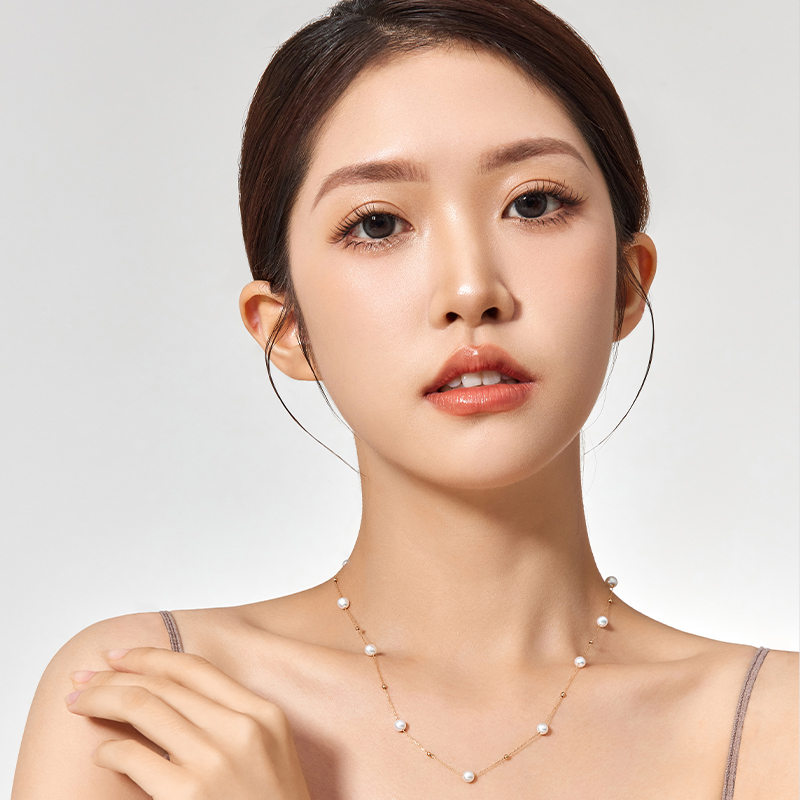 RUANS/阮仕18k金天天然淡水珍珠锁骨链 满天星珍珠项链送女友礼物 - 图2