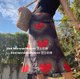 Sweet love print subculture tie-dye low-waist A-line half-length skirt for women vintage retro style exciting same style
