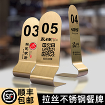 Stainless steel Reservation Dining Signs double sided already booked in English and Chinese seats Seating Stand Cards Customized Upscale Hotels Restaurant Standing 2-2 Meal Display Cards Table Booking Number of Dining Numbers