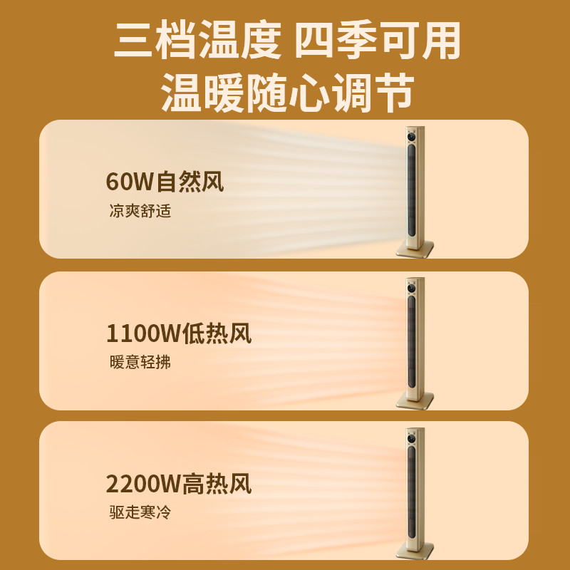 美菱暖风机石墨烯取暖器家用立式摇头全屋速热小型电暖气宿舍客厅 - 图2