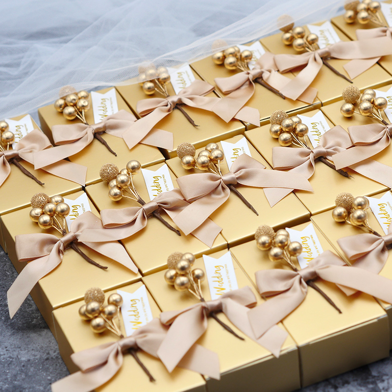 结婚庆用品喜糖盒子金色纸盒方盒欧式婚礼伴手礼包装礼盒伴手礼品-图2