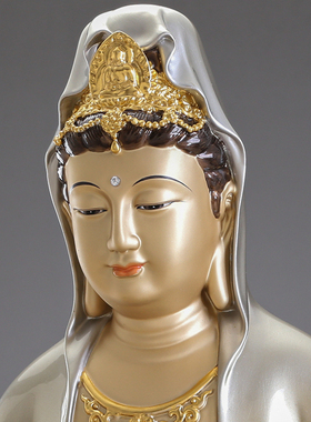 禅定观音摆件黄铜南海观音菩萨