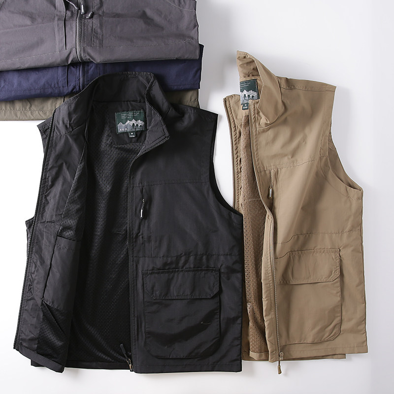 牛货！欧美有大码！户外防水透气！秋季男士休闲钓鱼工装背心马甲,淘宝优惠券,粉丝福利购,淘宝优惠卷