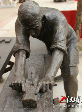 凳子民俗公园景观玻璃钢人物雕塑