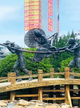 铸铜人物雕塑商业街摆件