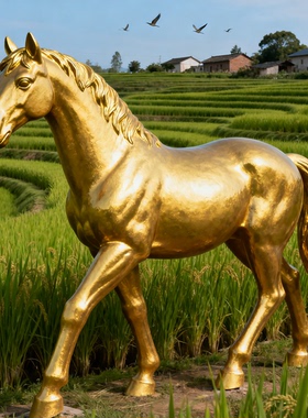 玻璃钢马雕塑户外落地摆件铸铜