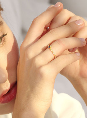 海洋之心蓝宝石戒指女韩版