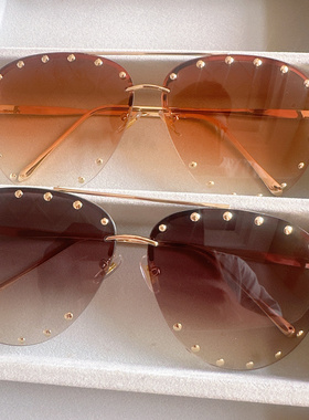 玫瑰的故事刘亦菲同款眼镜黄亦玫太阳镜金属铆钉大框墨镜茶色显瘦