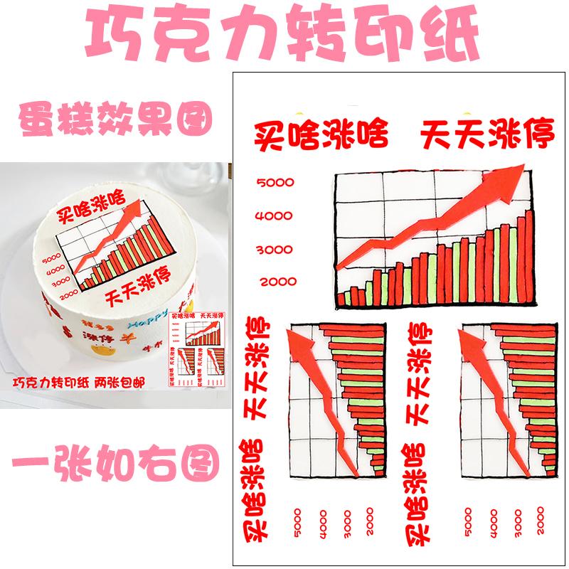买啥涨啥股票巧克力转印纸天天涨停生日蛋糕暴富烘焙装饰两张包邮