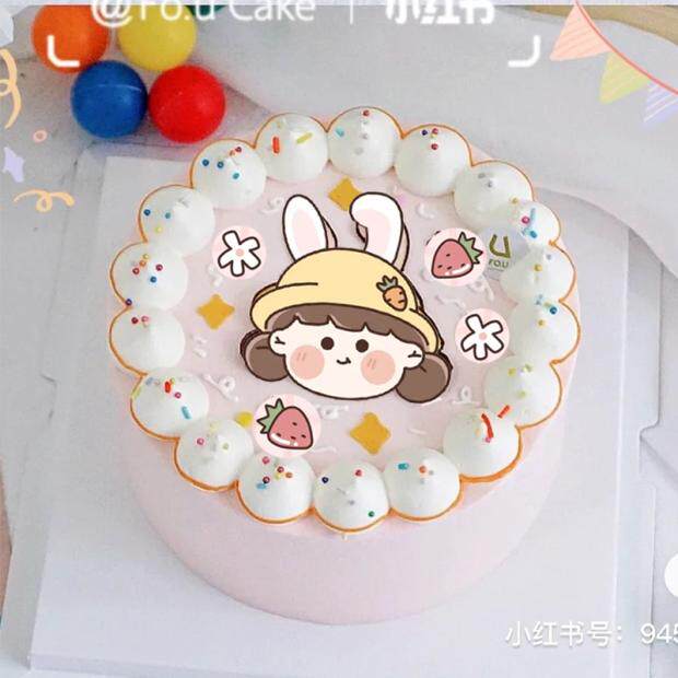 小红书手绘卡通可爱女生日蛋糕装饰祝福语巧克力转印纸烘焙用纸