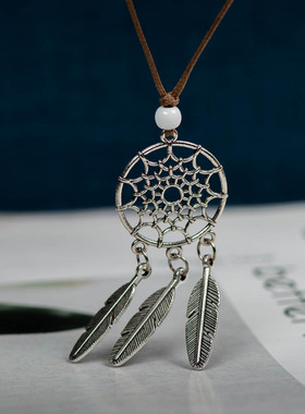 羽毛吊坠项链合金手工吊坠