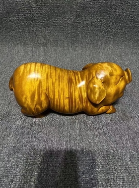 金丝楠木小叶桢楠金猪25*13*11实木水波纹招财客厅摆件送礼盒装