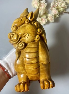 名贵金丝楠小叶桢楠貔貅招财工艺品办公摆件送礼工艺品水波纹实木