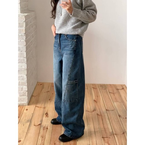 like core/COREBLUE东大门㊣代购女士新款25秋冬休闲牛仔裤 - 图1