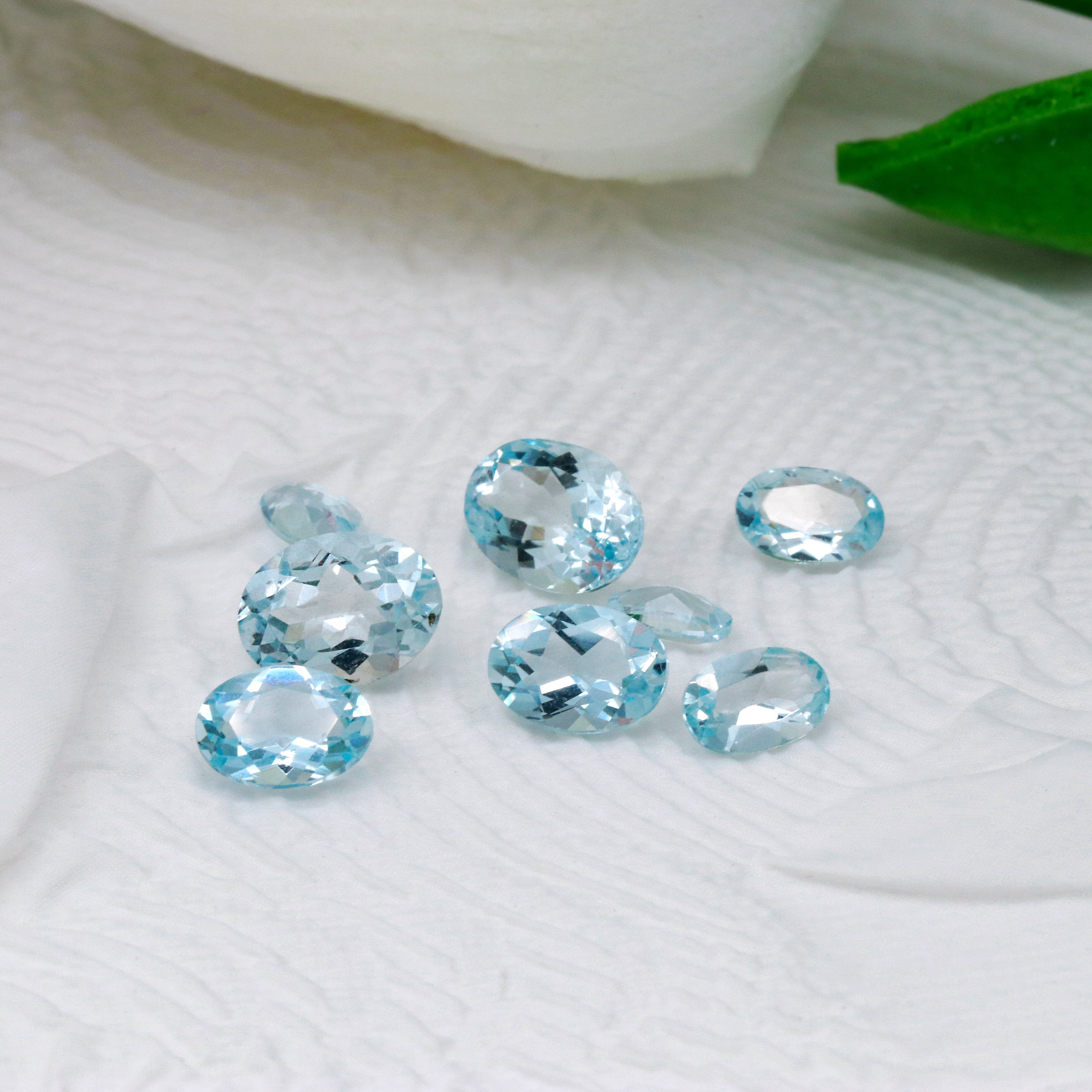 天然海蓝宝裸石戒面蛋形刻面原石椭圆形海蓝宝镶嵌配石晶体干净,淘宝优惠券,粉丝福利购,淘宝优惠卷