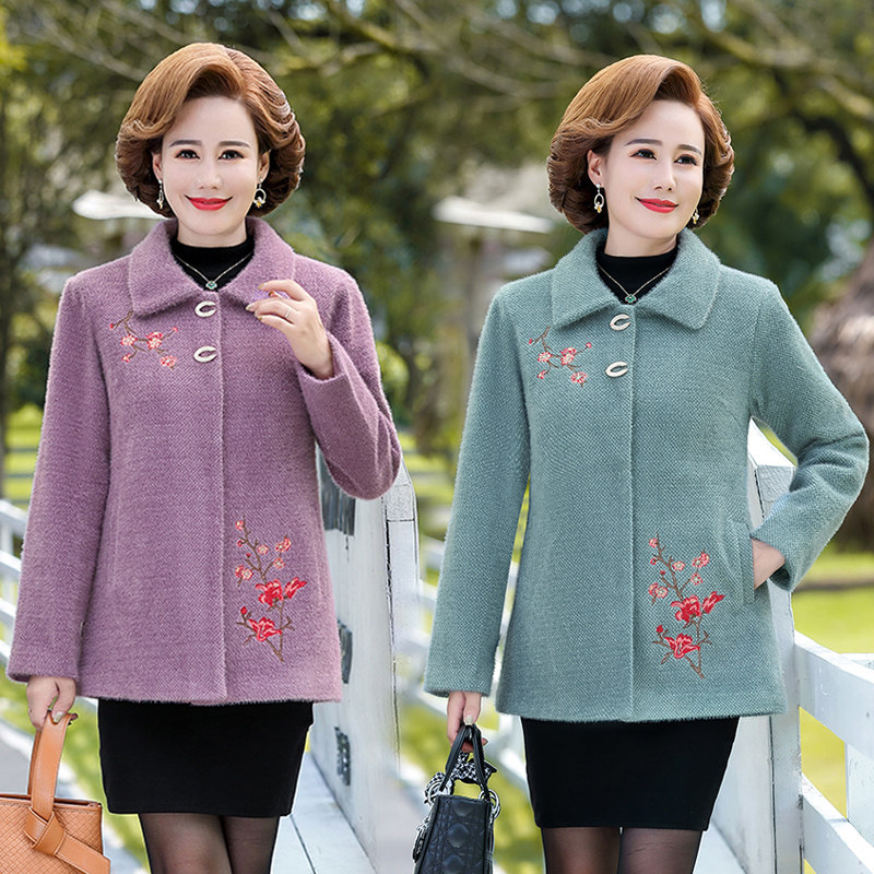 中老年女装秋冬外套短款40毛呢大衣 韵姿萱中老年女装