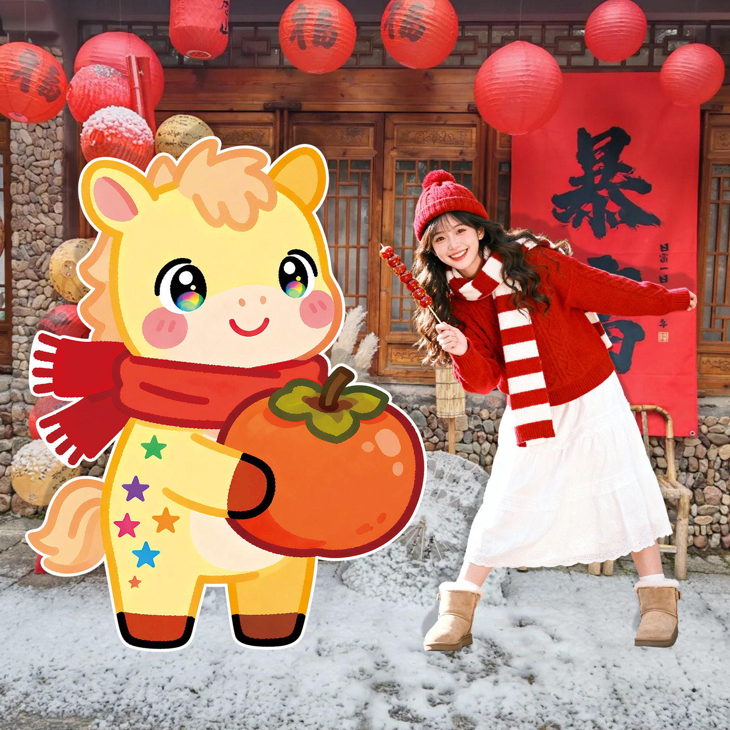 马新年幼儿园氛围装饰KT板元旦商场店铺门口场景布置打卡拍照立牌,淘宝优惠券,粉丝福利购,淘宝优惠卷