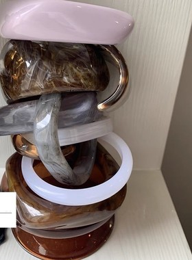 新中式复古亚克力几何不规则素圈树脂手镯气质ins小众设计手环女